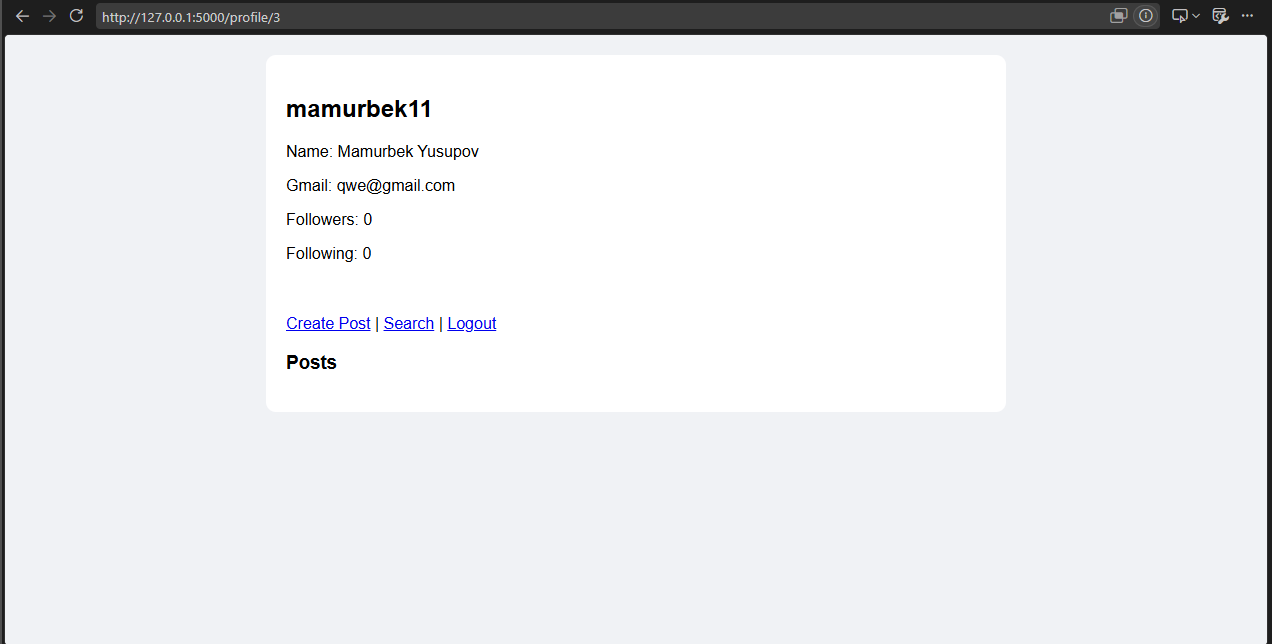 Flask Social user profile page